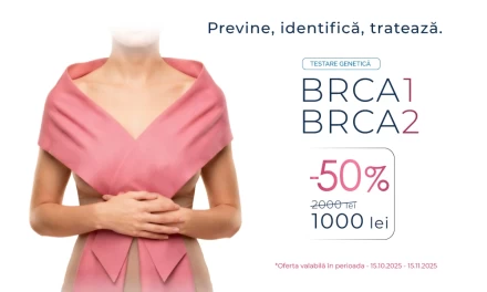 50% reducere la testul genetic BRCA 1,2 (cancerul mamar și ovarian)