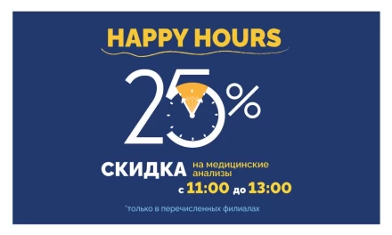 ⏰HAPPY HOURS НА МЕДИЦИНСКИЕ АНАЛИЗЫ!